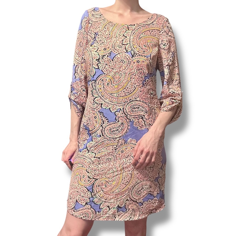 The Limited paisley print square boxy knee length 3/4 sleeve dress Size M